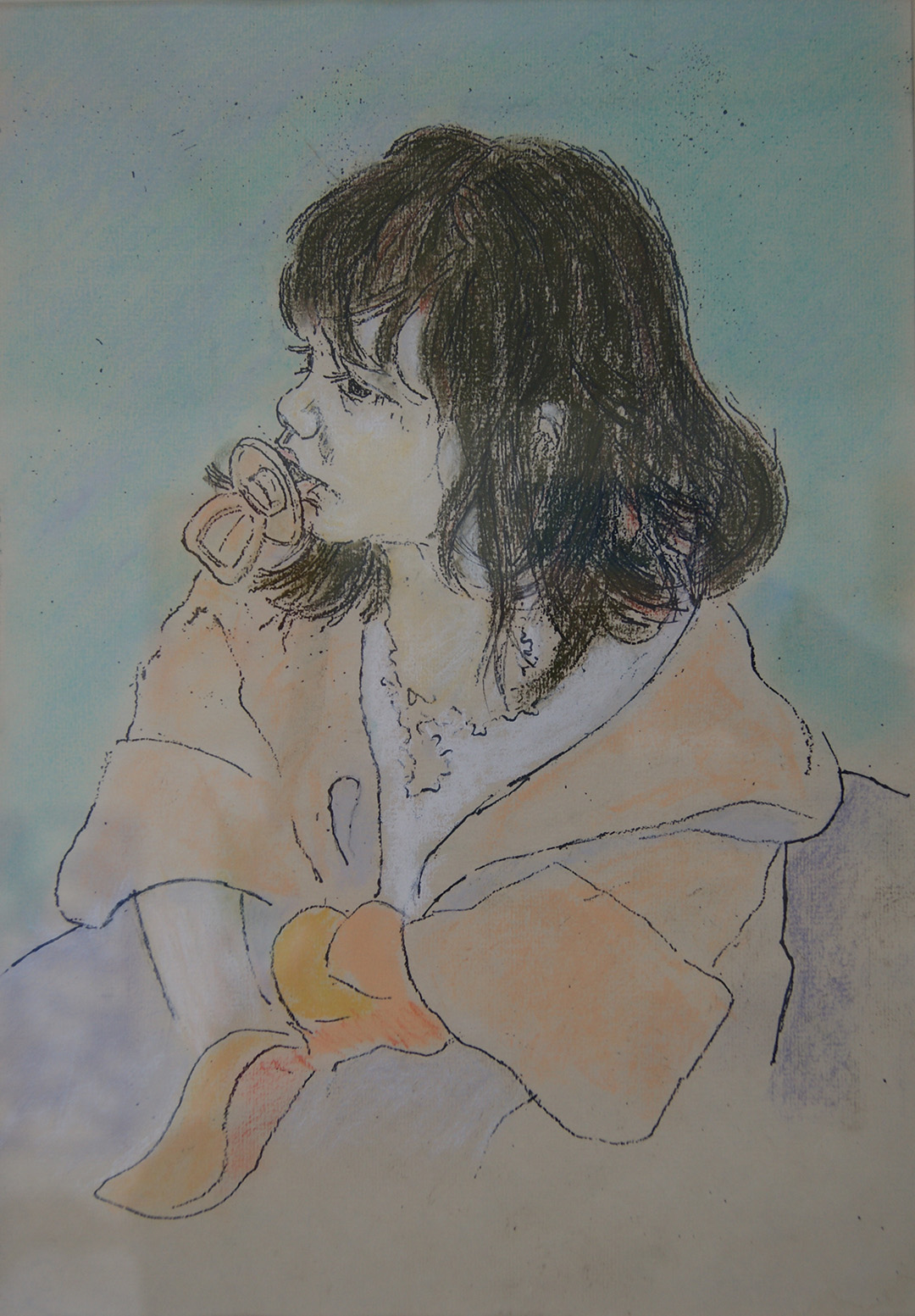 pastel and carbon pencil