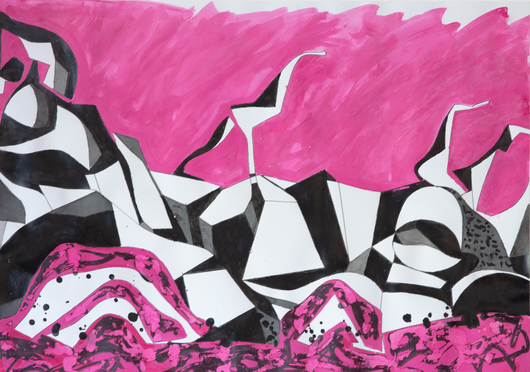 gouache and ink on paper