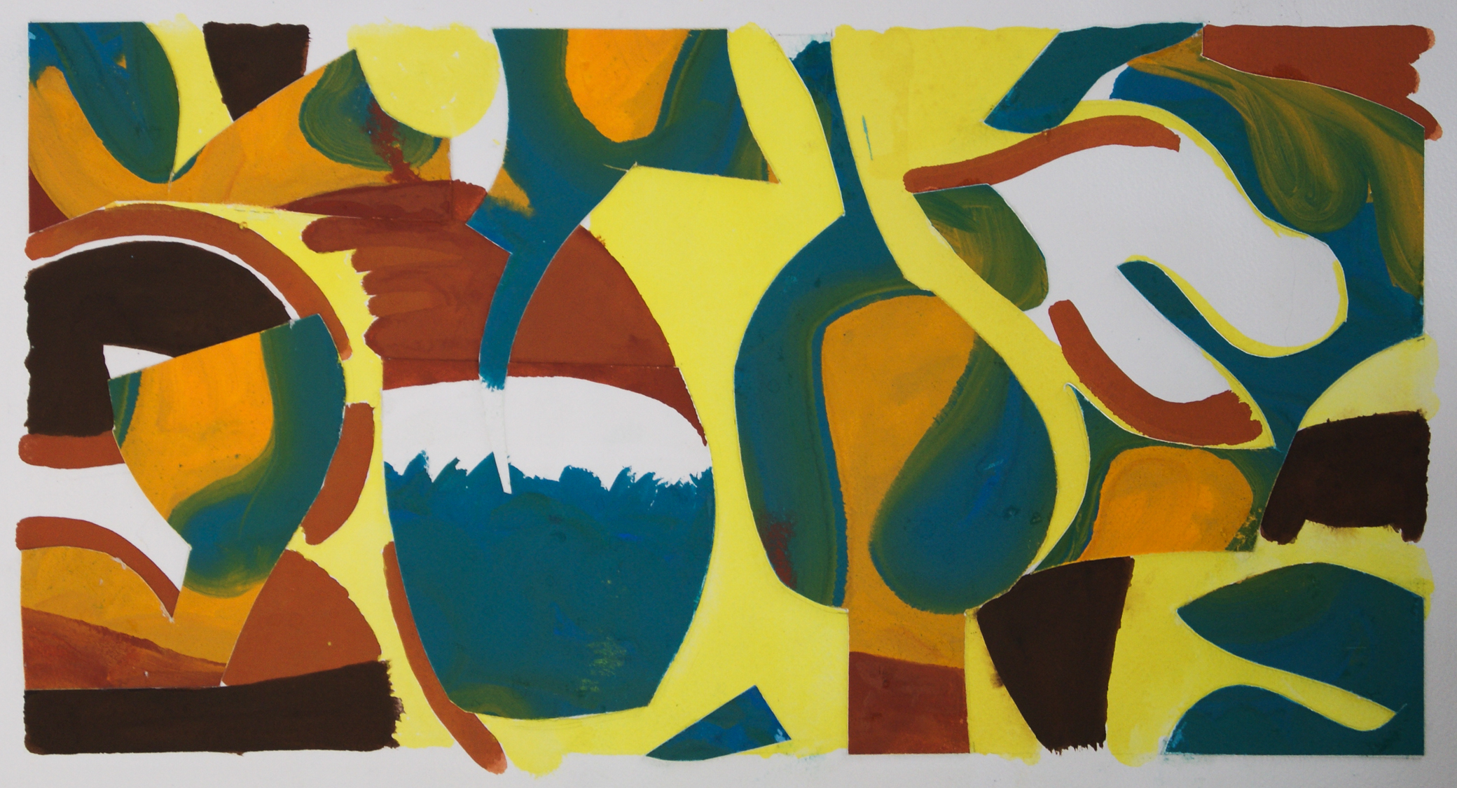 Gouache on paper - collage - blind out from the back and put together